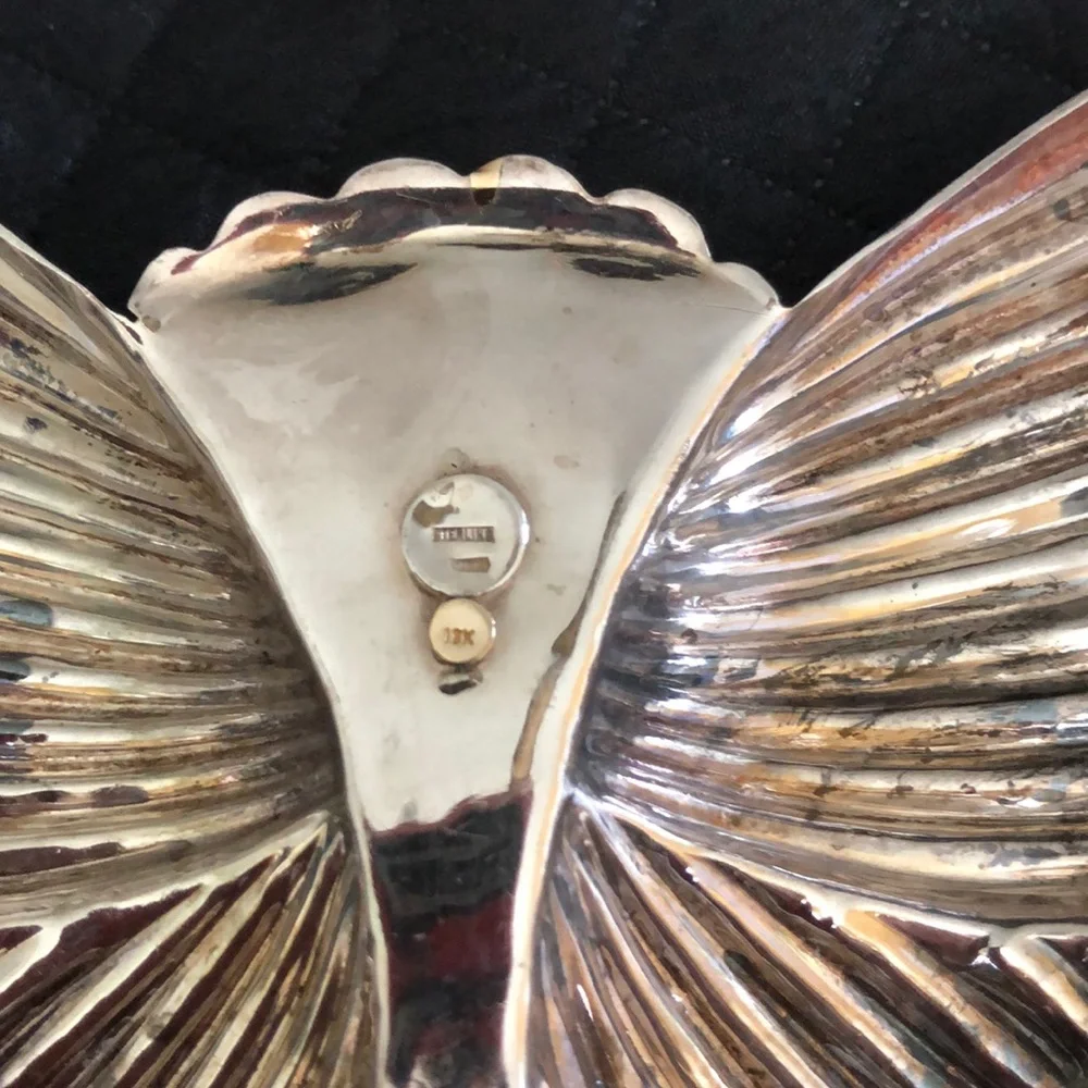 Large Vintage Sterling Silver & 18k Gold Pin - Picture 5 of 7